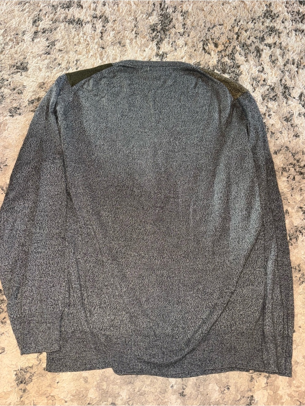 Patchwork Cable Crewneck Sweater - Olive/Gray - Picture 2 of 3